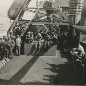 At sea, returning home on the Wheaton Victory.