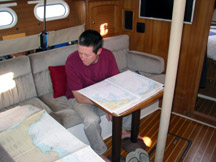 My SO charting our course, getting ready to enter waypoints into the auto-pilot.