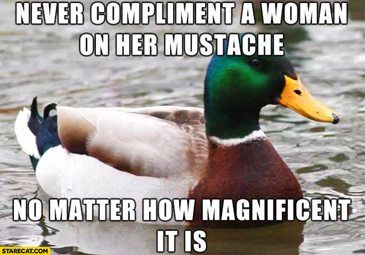 never-compliment-a-women-on-her-mustache-no-matter-how-magnificent-it-is-duck-meme.jpg